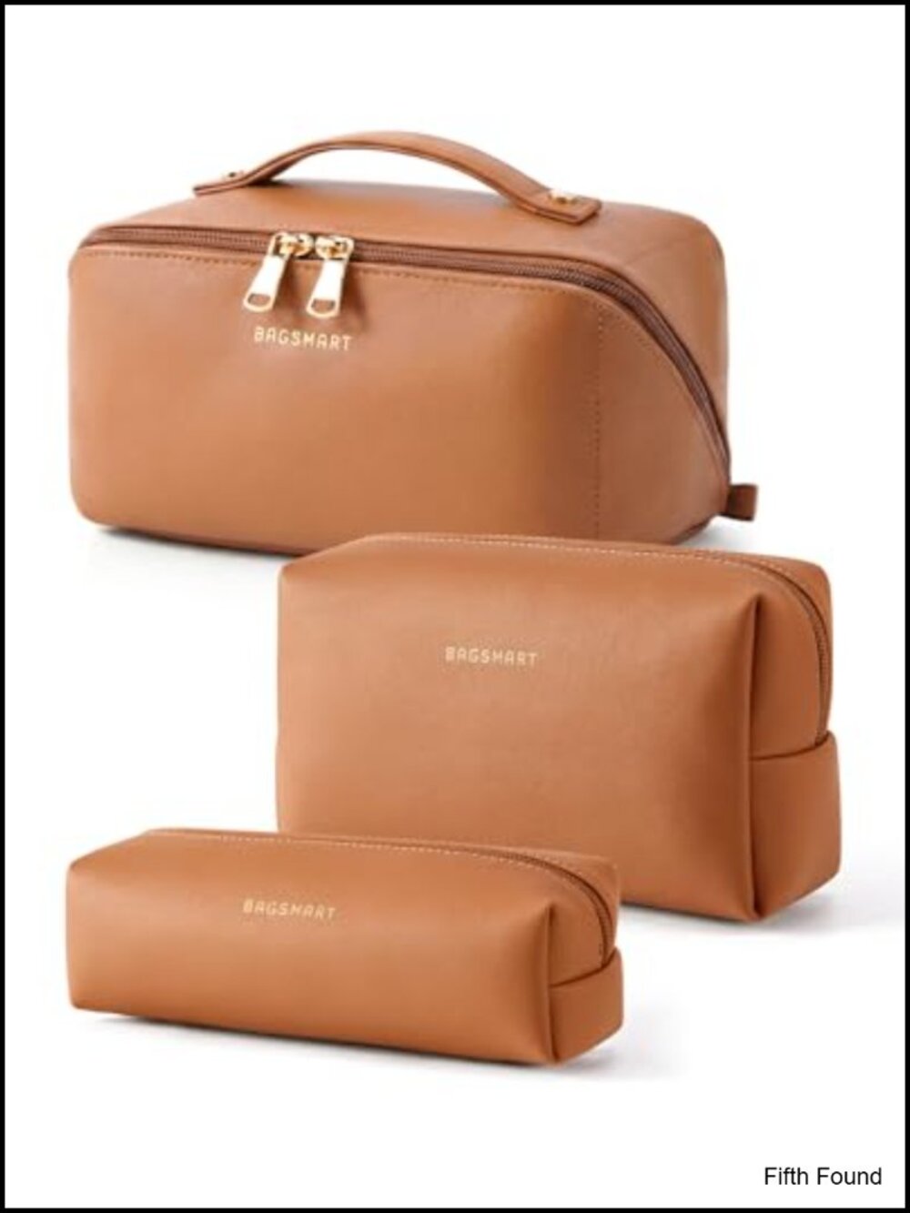 Faux Leather Makeup Bag Set 3pc Travel Toiletry Organizer